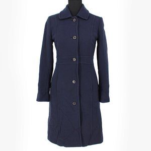 J Crew Double Cloth Lady Day Thinsulate Trench Coat Navy Blue size 00 X-Small XS